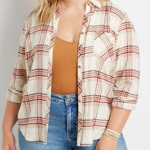 MYSTYLE Plus Size Flannel Shirt Women  Plaid Shirt Casual soft sz 2X